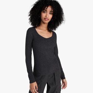 Vince Dark Gray Cozy Scoop Neck Top